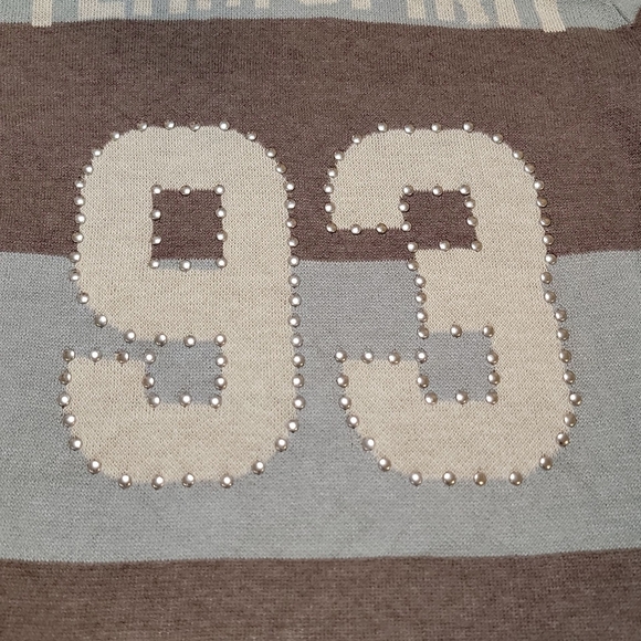 NWT $155 JADED LONDON Stripe Knitted Rugby Top With Hoodie in Grey Small - Picture 6 of 7